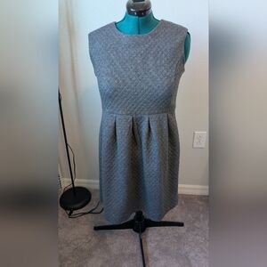 LOFT Gray Quilted Midi Dress